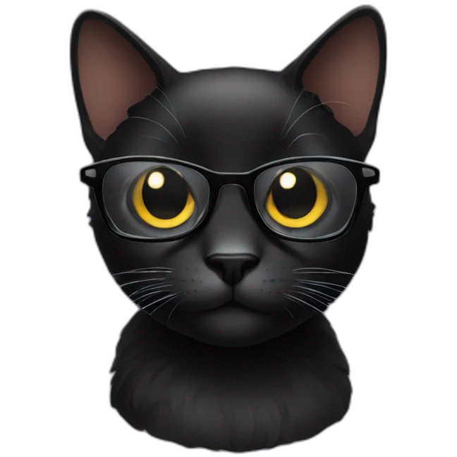 black cat with glasses emoji