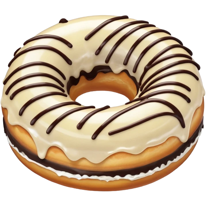 A vanilla frosted donut with WHITE FROSTING and chocolate swirls emoji
