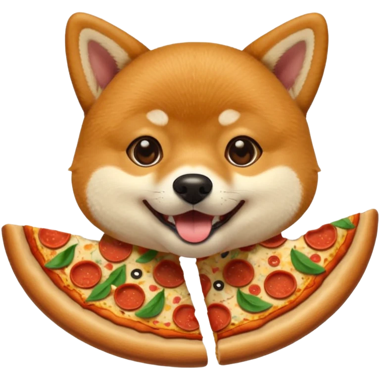 Shiba Jasper eating pizza emoji