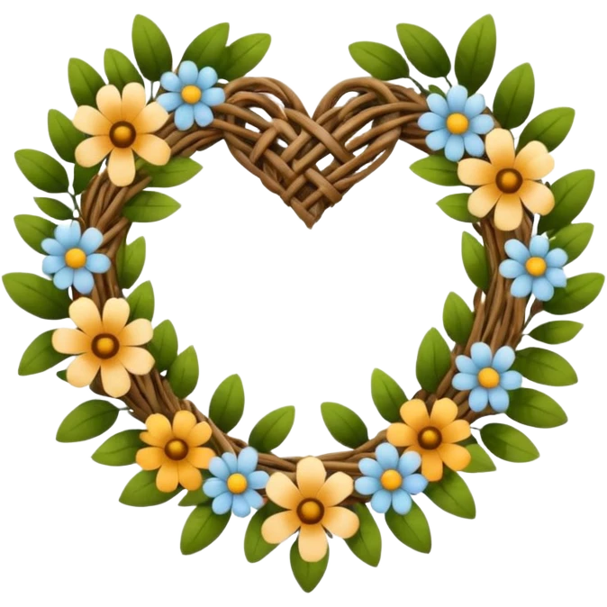 nature wreath heart, boho beautiful  emoji