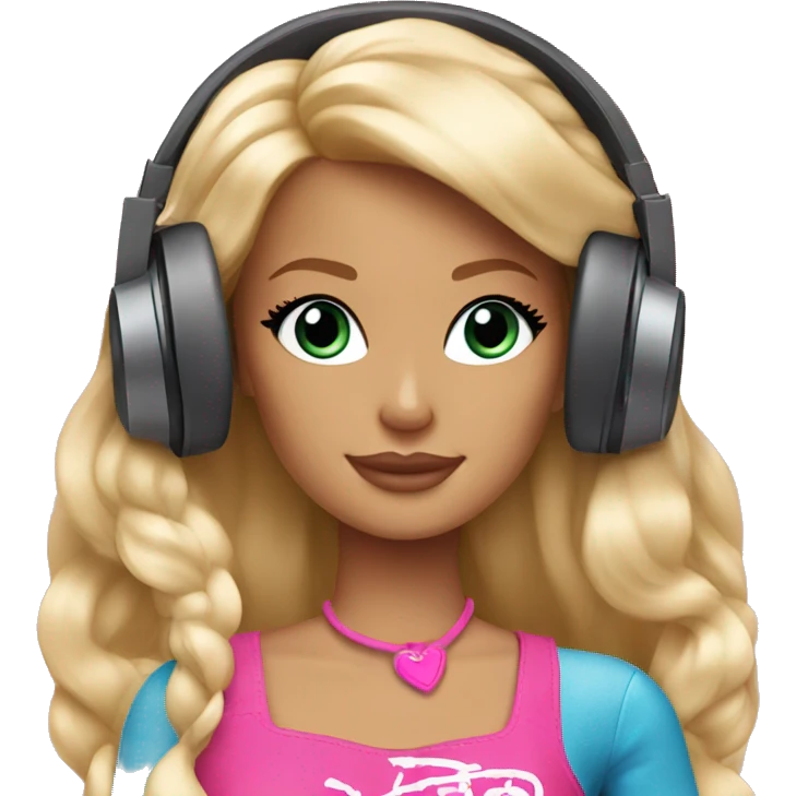 blonde barbie listening to music emoji