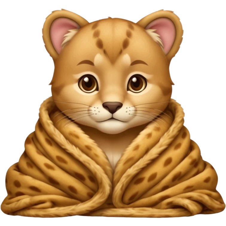 Cozy cougar cub in blanket emoji