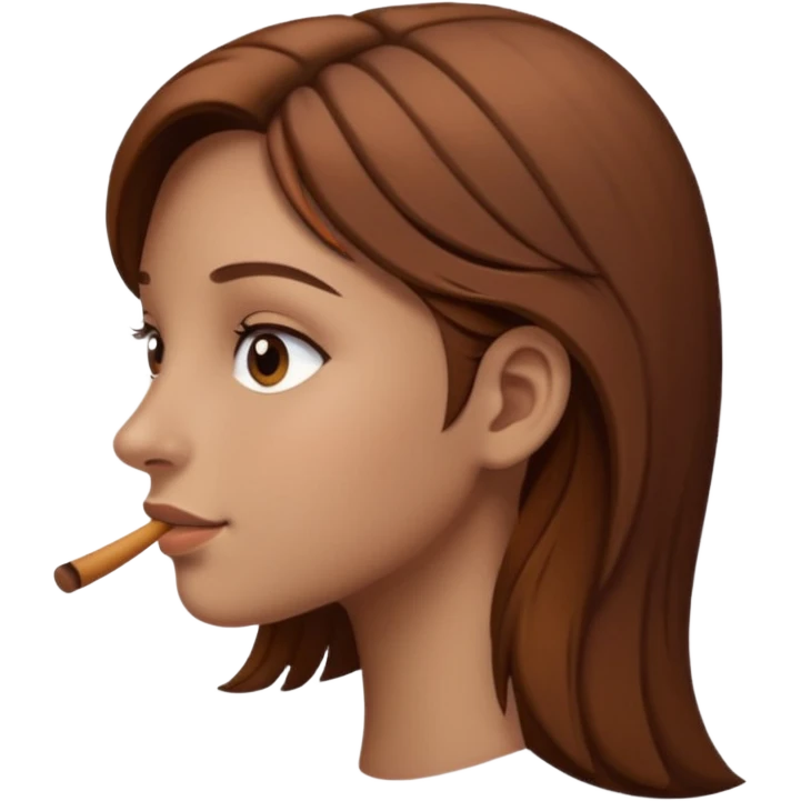 Girl with big pinocchio effect, side view emoji