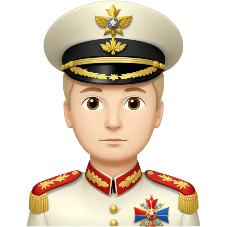 Russian military general in formal uniform with medals, epaulettes, and military hat emoji