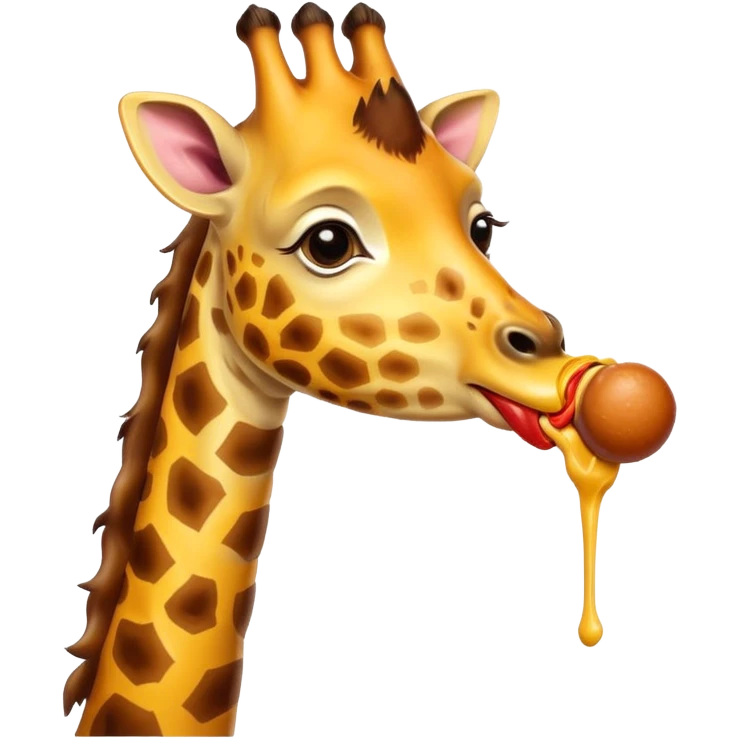 Giraffe eats hotdog emoji