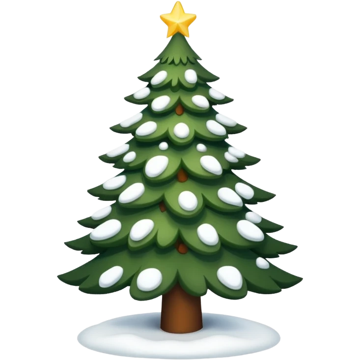 Christmas tree with white lights in nature and snow on top emoji