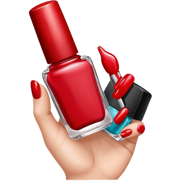 hand with painted nails and nail polish bottle emoji