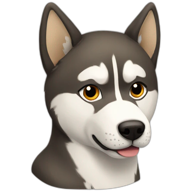 husky with shiba colored fur, 3/4 view emoji