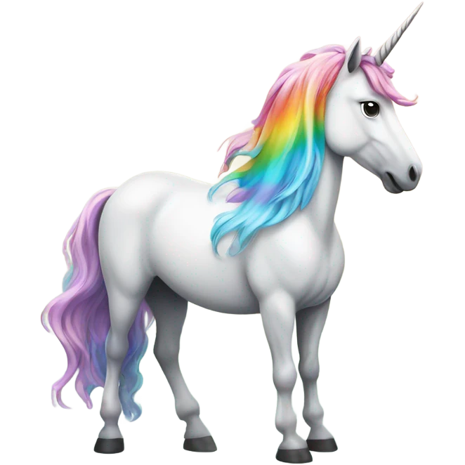 A unicorn on a rainbow emoji