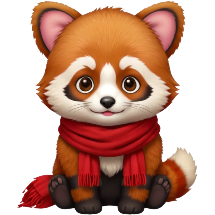 baby Red panda wearing a red scarf  emoji