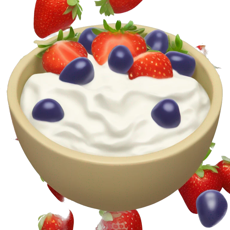 fruit yogurt bowl with strawberries and grapes emoji