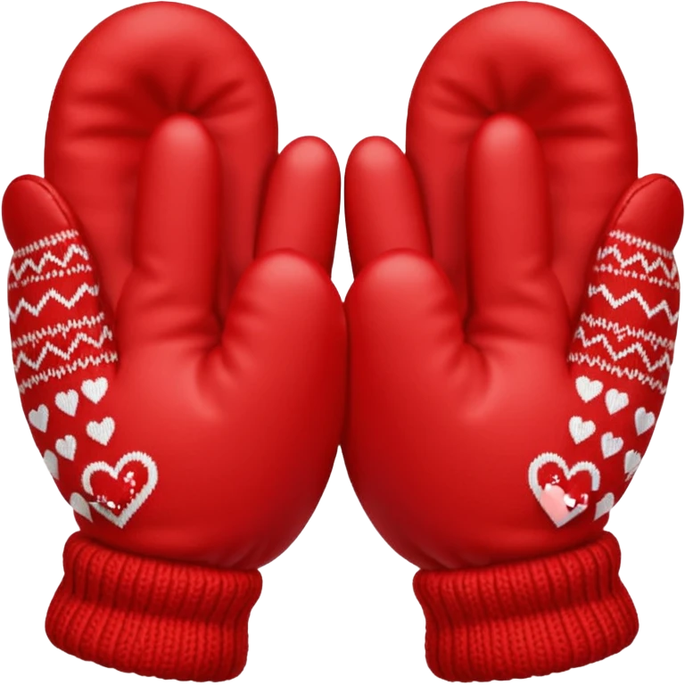 руки в варежках в виде сердца  emoji