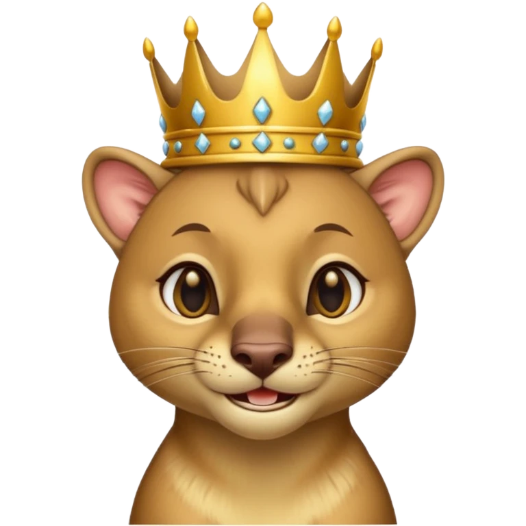 Fossa animal wearing a crown looks arrogantly smiley emoji
