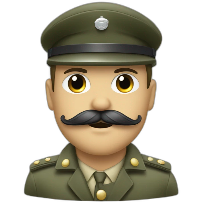 Soldat blanc moustache en brosse à dents noire emoji