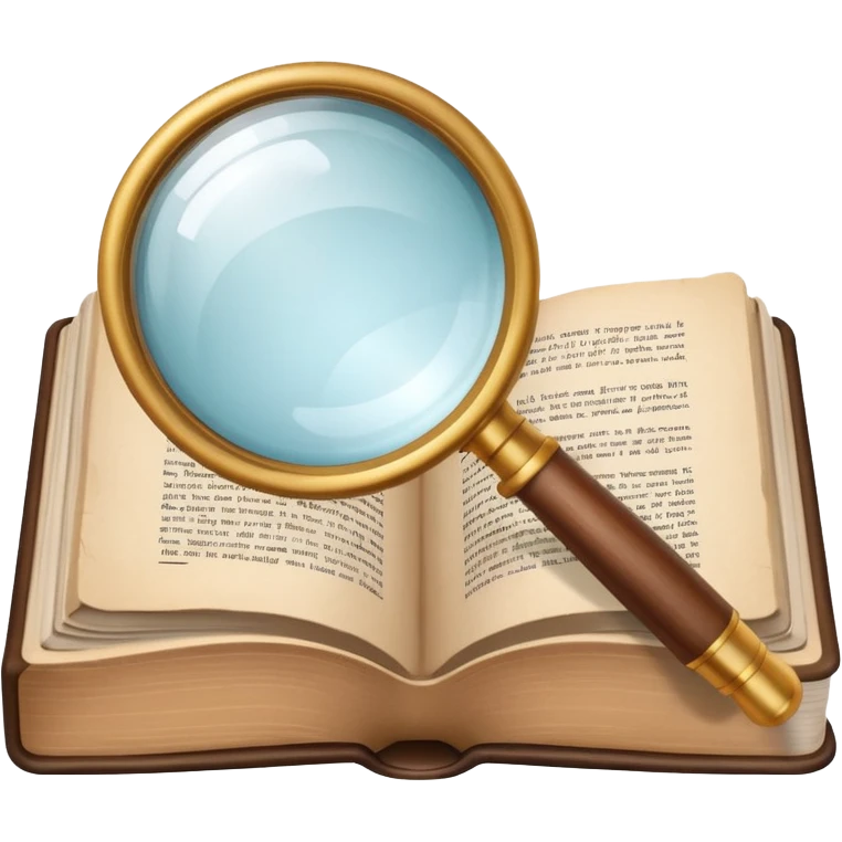 Magnifying glass above book  emoji