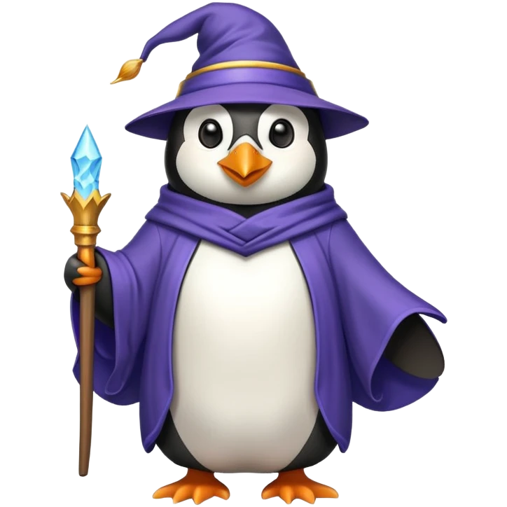 penguin wearing wizard hat and robe emoji
