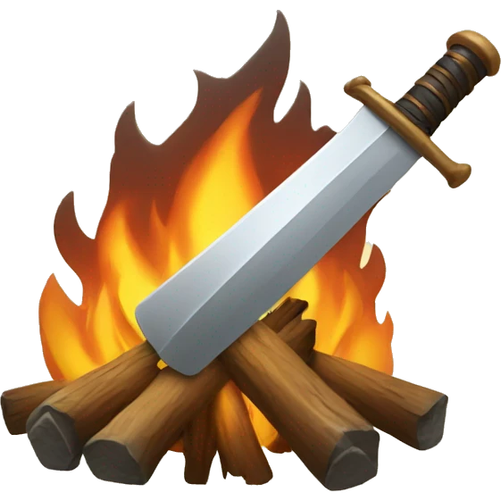 bonfire with a sword in the middle emoji