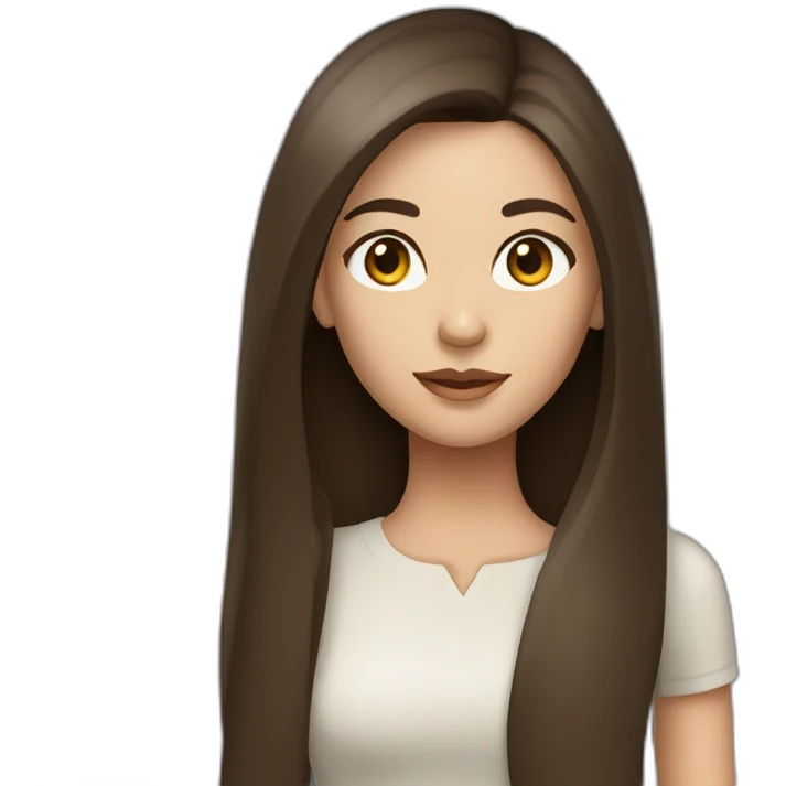 Brunette girl with straight long hair with braun eyes emoji