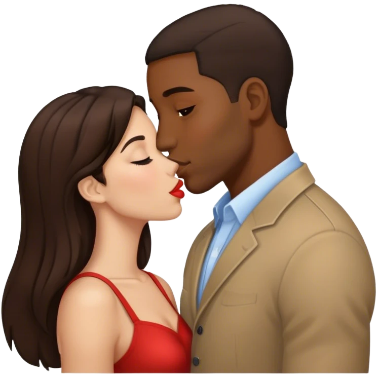 Kiss black man brunette girl emoji