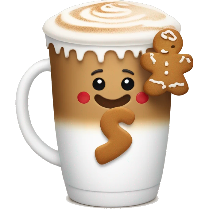 Latte with gingerbread man emoji