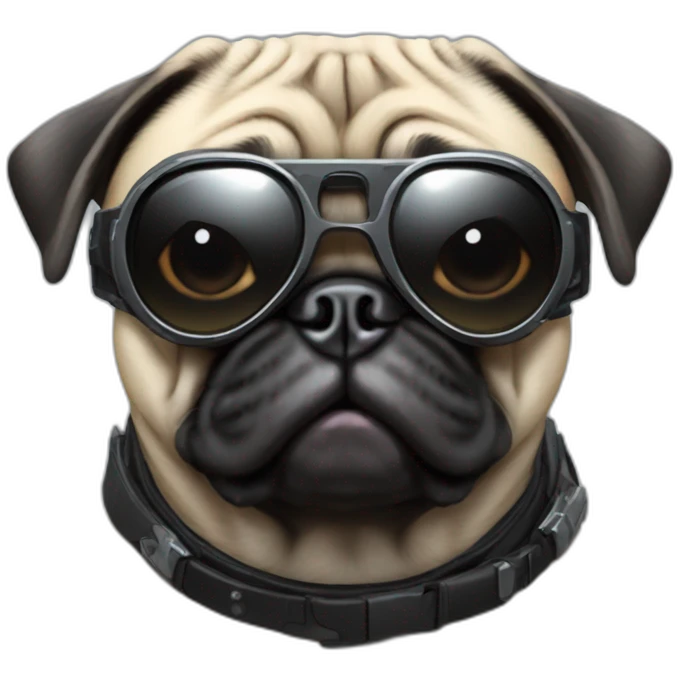 pug with black sunglasses and wearing a cyberpunk suit emoji