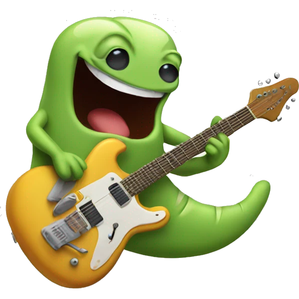 Happy slug playing electric guitar emoji