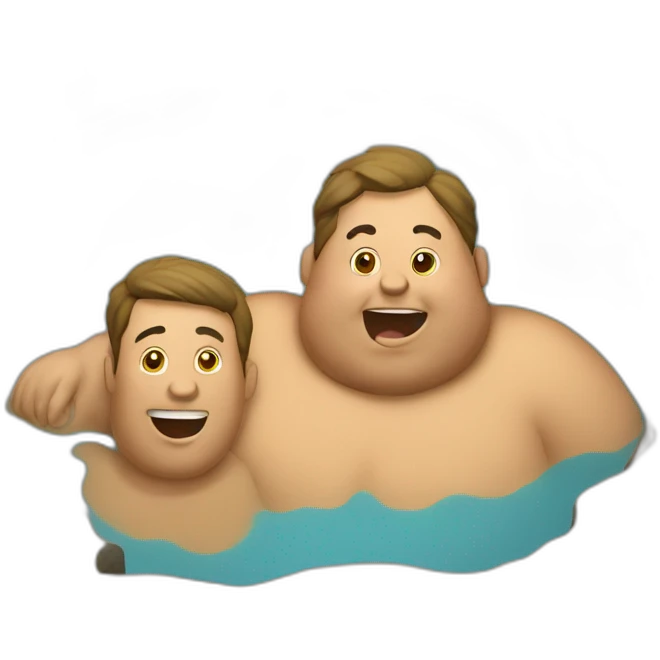 two fat men in a mud pool emoji