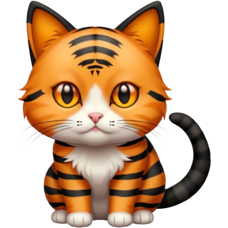 small black and orange cat. amber eyes. full body.  emoji