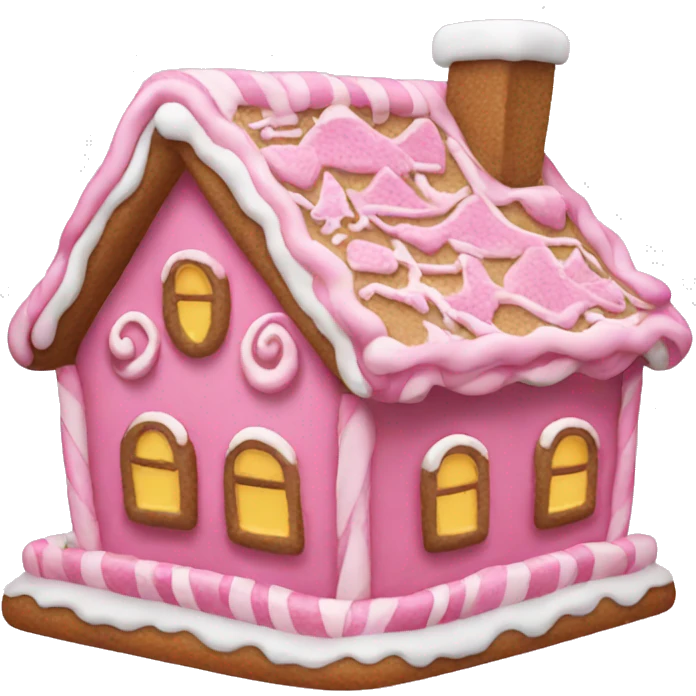A pink gingerbread house emoji