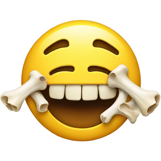 Smiley face with bone in mouth emoji
