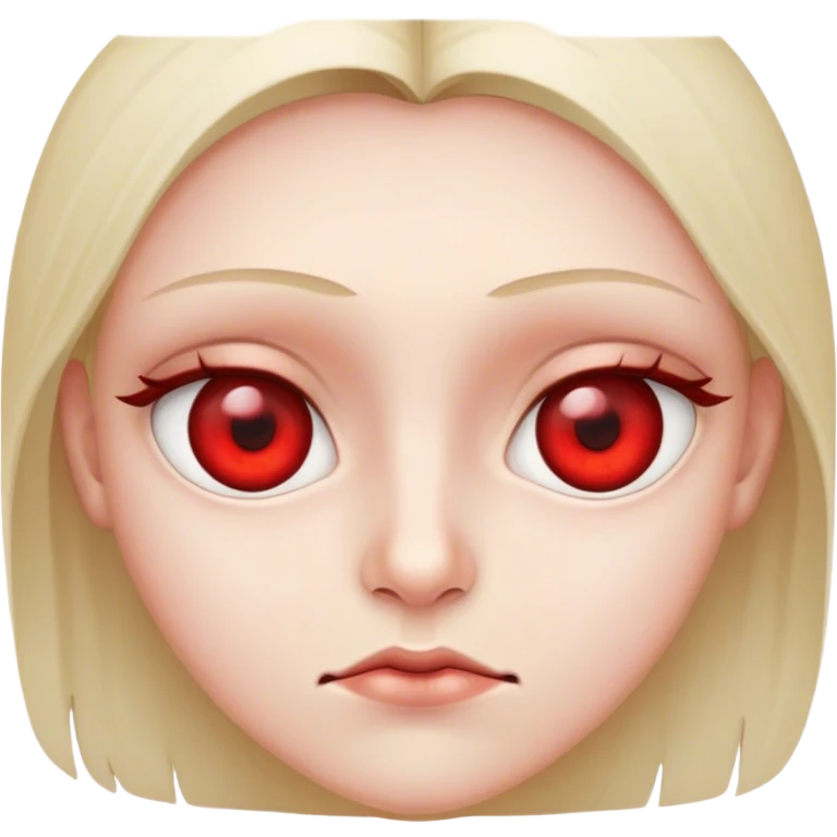A very close intense red eye emoji