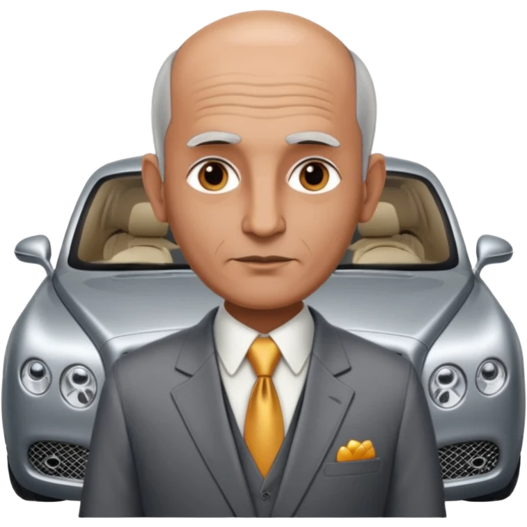 Slightly Balding graying indian guy in suit with a bentley names professor bw tlt emoji