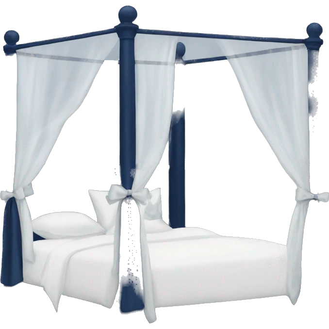 Navy blue canopy bed with white bows emoji