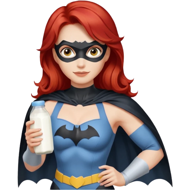 Milk themed women super hero red hair super hero holding milk Batman  emoji