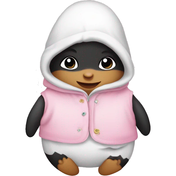Baby pingvin with baby pink clothing  emoji