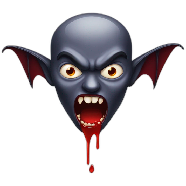 A vampire with fangs dripping blood emoji