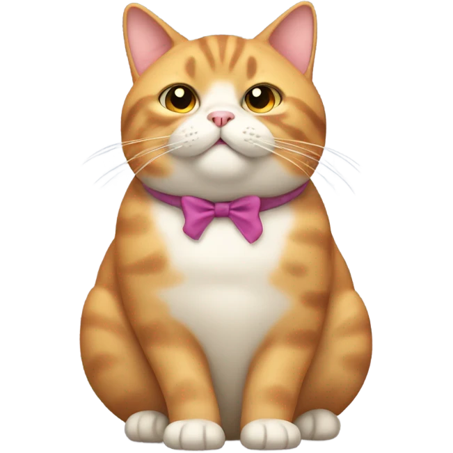 Fat cat with bow in its ear emoji