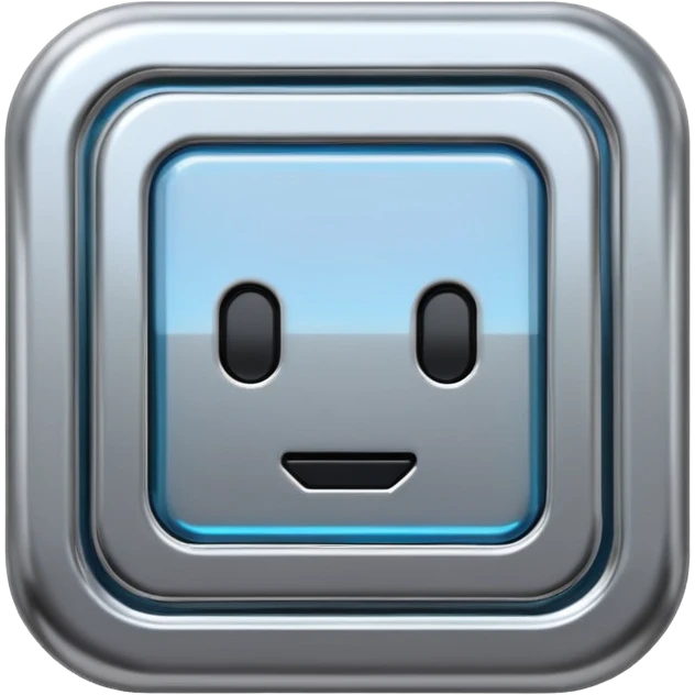 A futuristic microchip emoji made of polished silver chrome, minimal circuit details, smooth metallic surface, soft lighting, iOS emoji style, centered, clean white background emoji