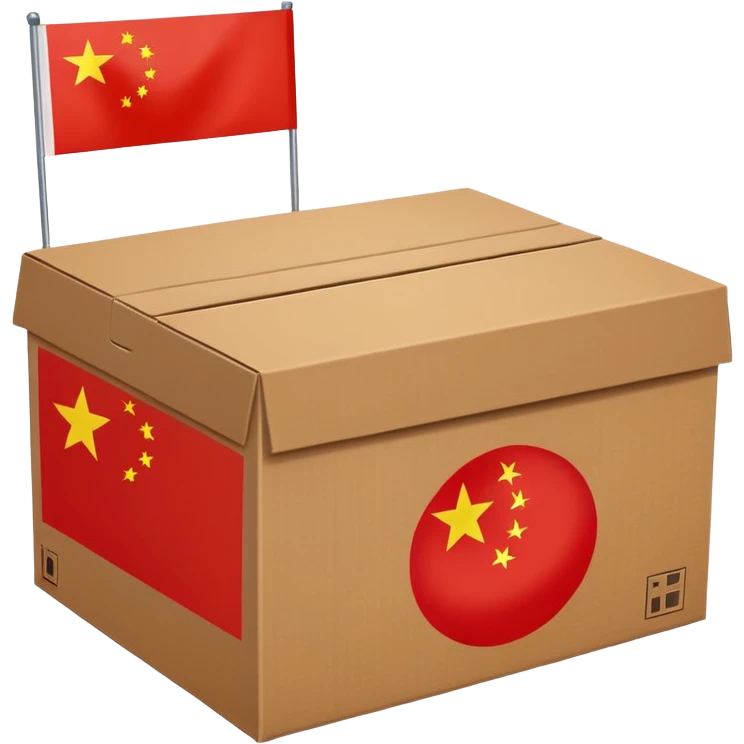 shipping box with China flag symbol emoji