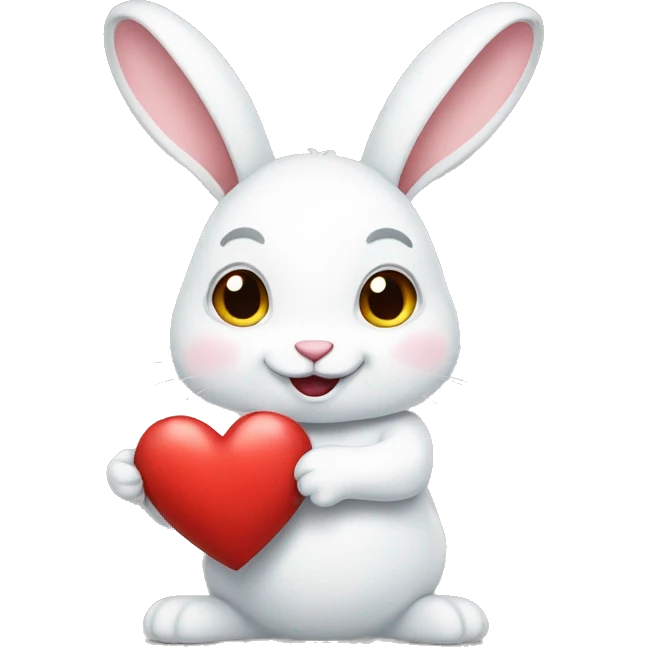 white rabbit hold heart emoji