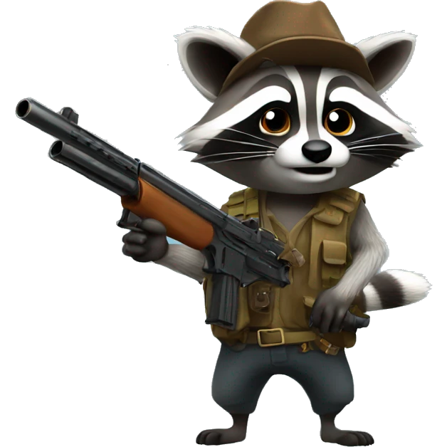 Raccoon with gun emoji