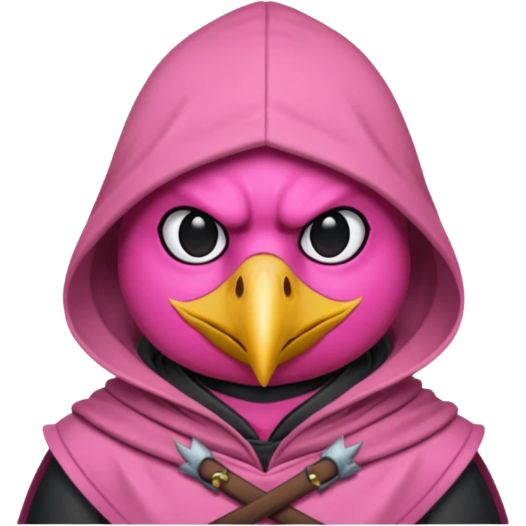 bird warrior with hood, pink emoji