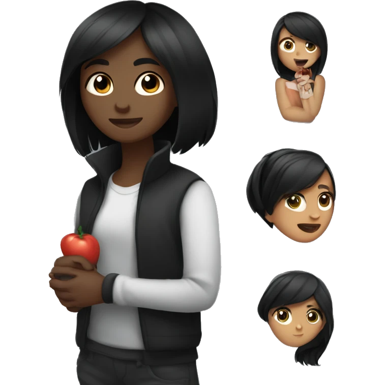 Dark-haired girl with a black dashushd in her hands emoji