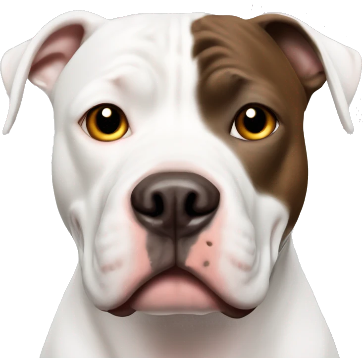 White pitbull with brown spot left eye emoji