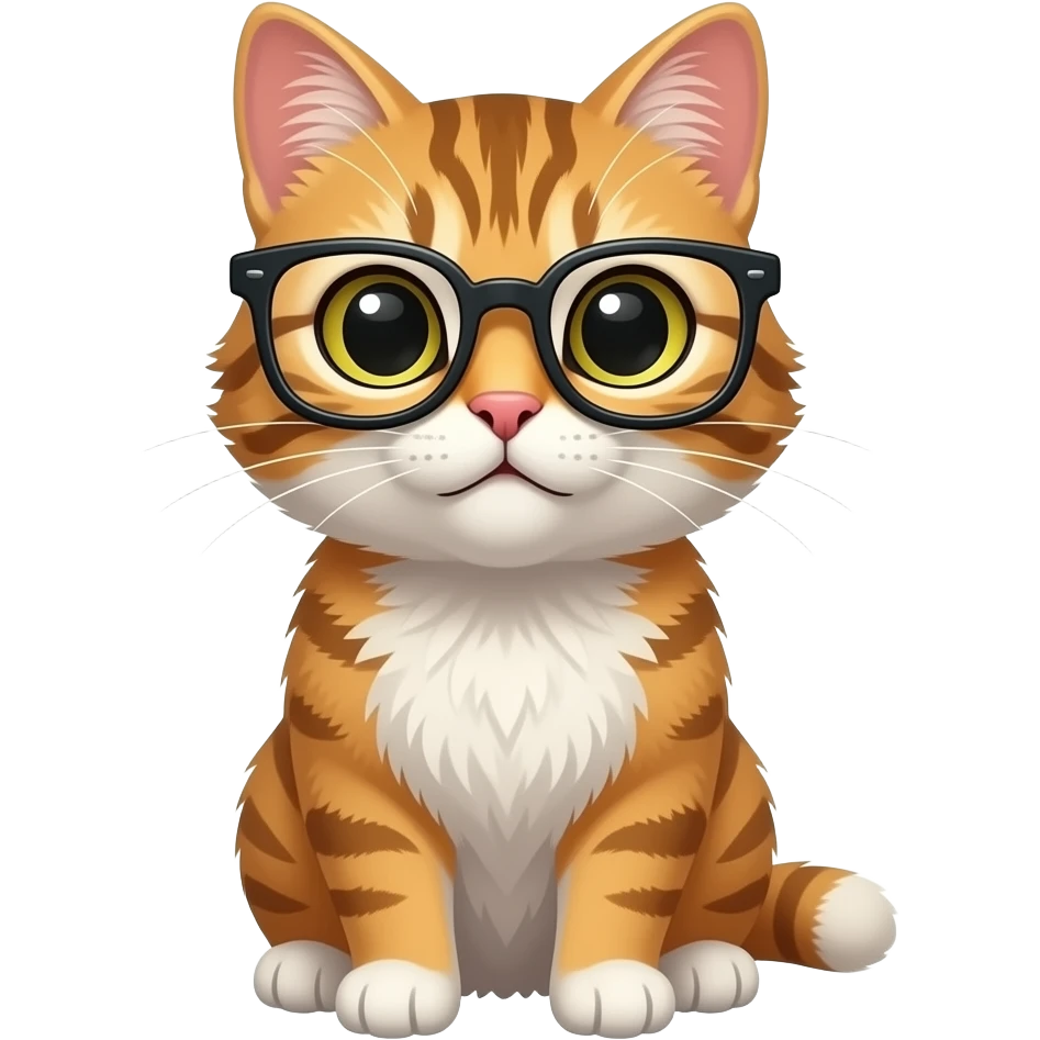 cat with nerd glasses, actually emoji
