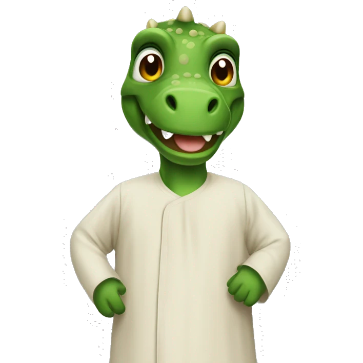 Make a dinosaur wearing a thobe  emoji