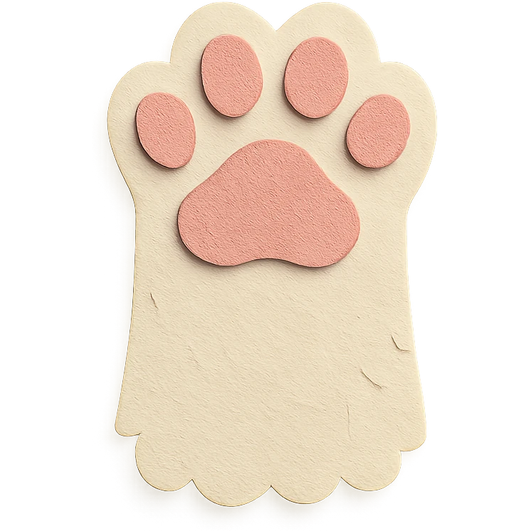 fluffy cat paw, layered paper textures, soft colors emoji