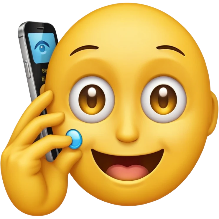 okay i want emoji to be a regular yellow emoji but i want it to have an eye twitching and tears in its eyes and it’s holding the phone to its ear but it’s smiling with kind of a crazy look in its eye emoji