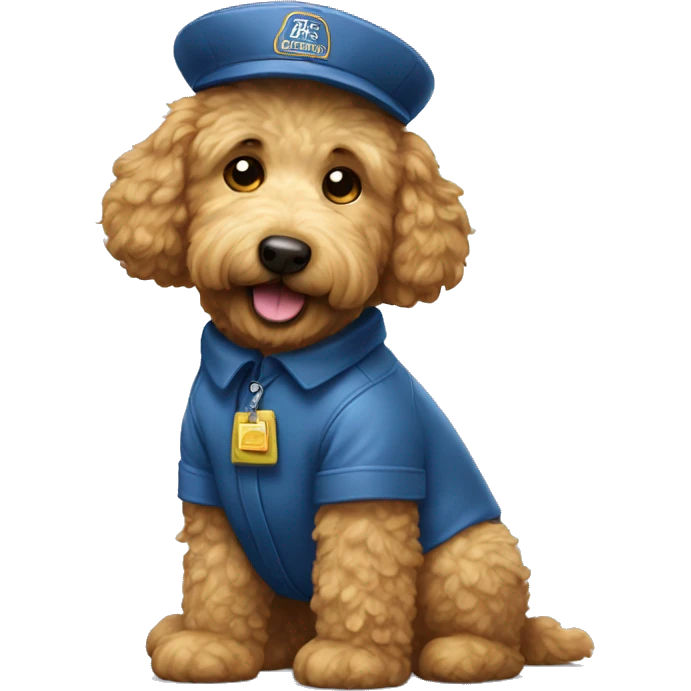 a golden doodle dressed as a mail man  emoji