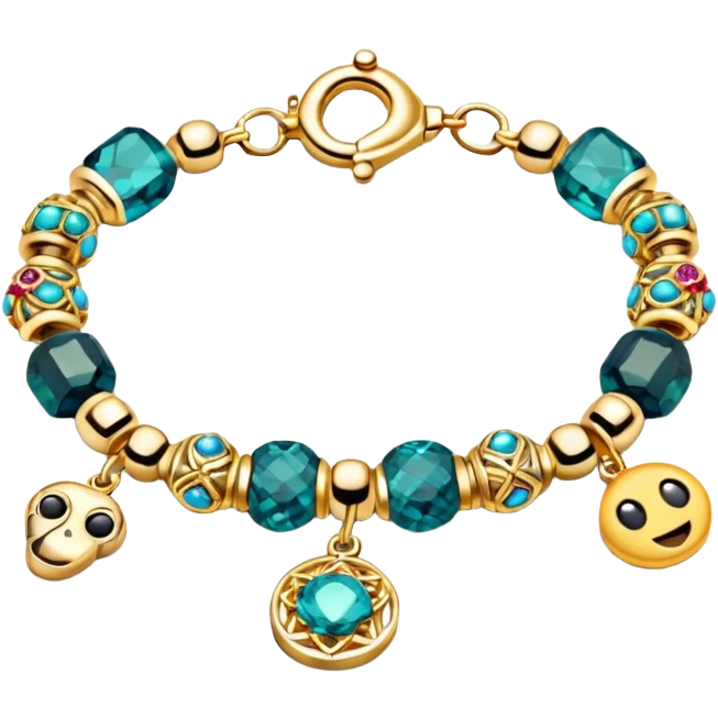 colourful beaded bracelet with different charms emoji
